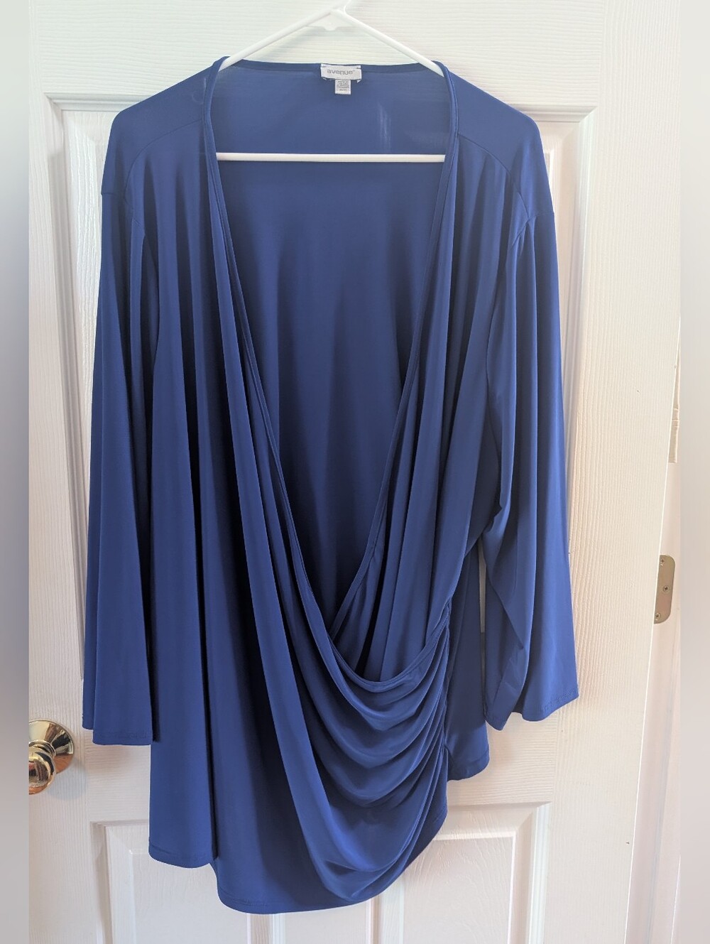 Avenue Royal Blue Open-Front Draped Cardigan